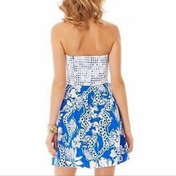 Lilly Pulitzer Ferris Strapless Resort Dress White Grid Eyelet Size 6 - Picture 2 of 7